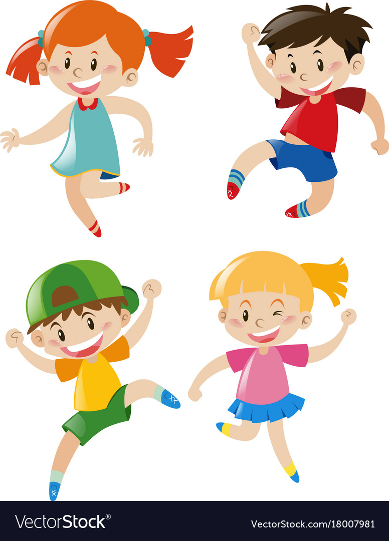 Four characters kids Royalty Free Vector Image