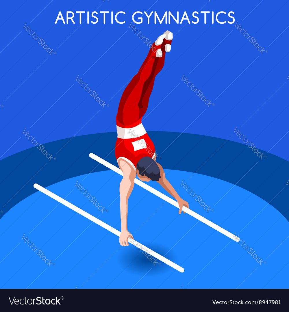 Gymnastics parallel bars 2016 summer games 3d Vector Image