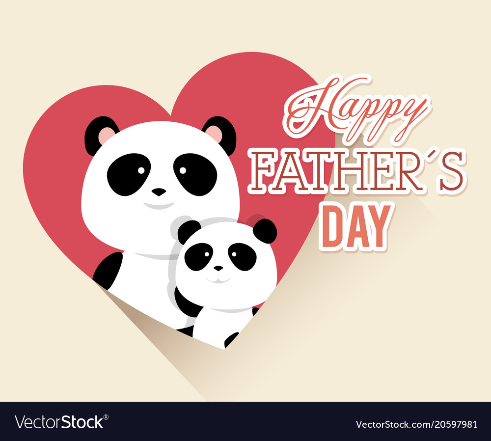 Happy fathers day card with panda bears Royalty Free Vector