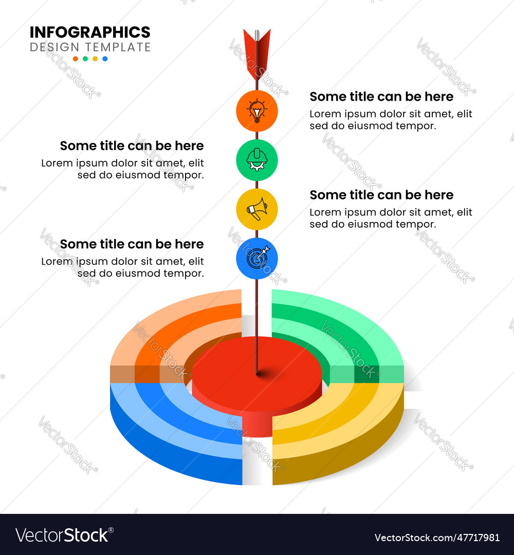 Infographic template abstract isometric dartboard vector image Infographic template abstract isometric dartboard