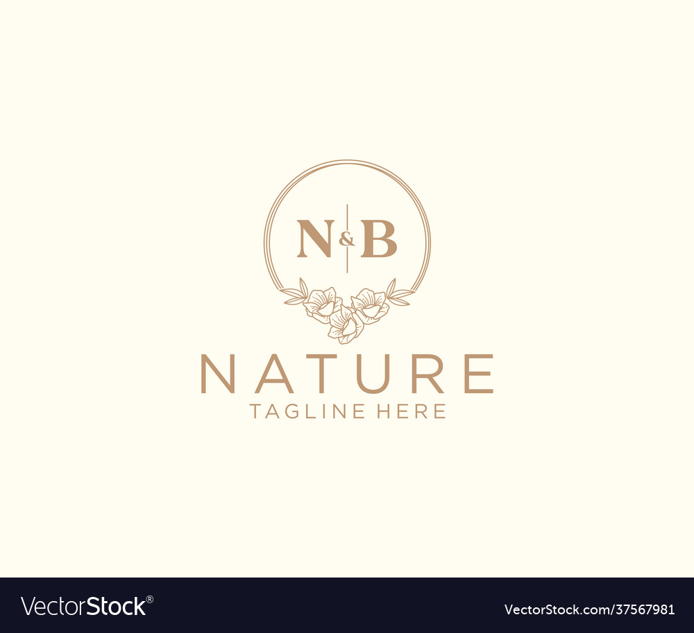 Initial nb letters floral frames botanical