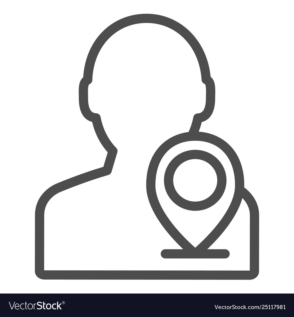 Map pointer with man line icon person location