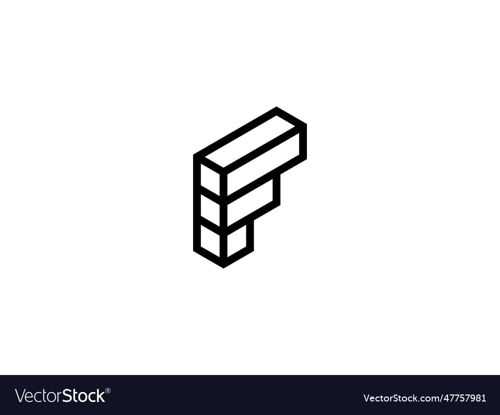 Outstanding letter f initial with 3d or cube Vector Image Outstanding letter f initial with 3d or cube