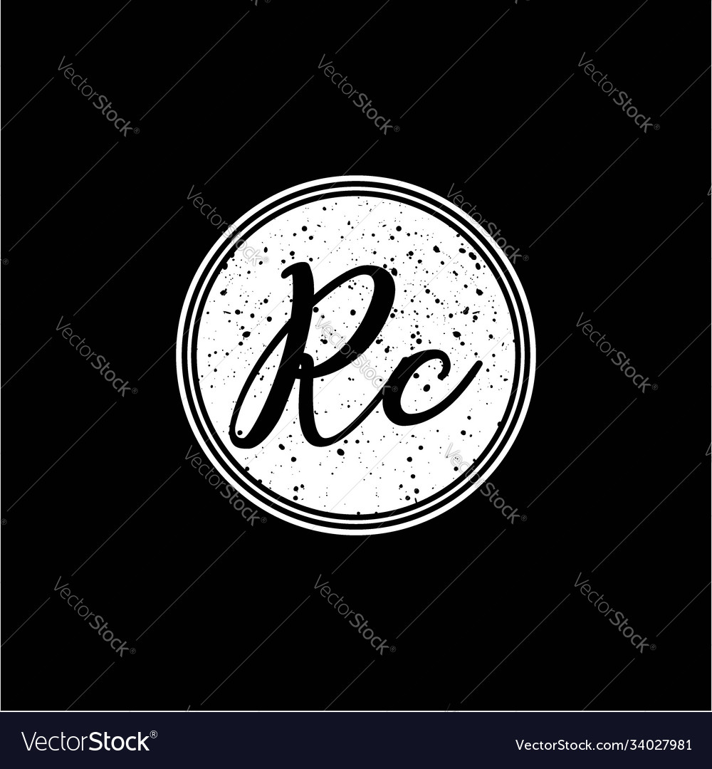 R c initial handwriting in black and white circle