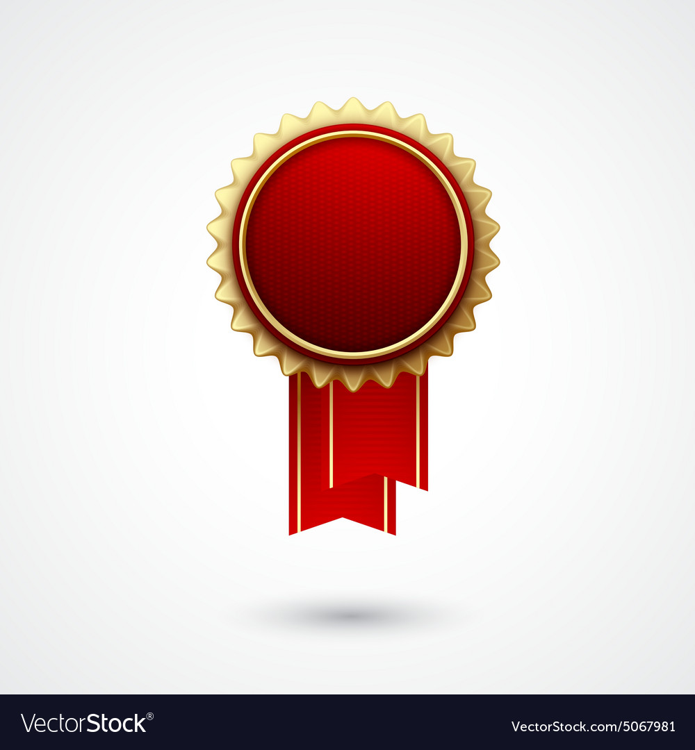 Red Color award badge and ribbon Premium Vector Image