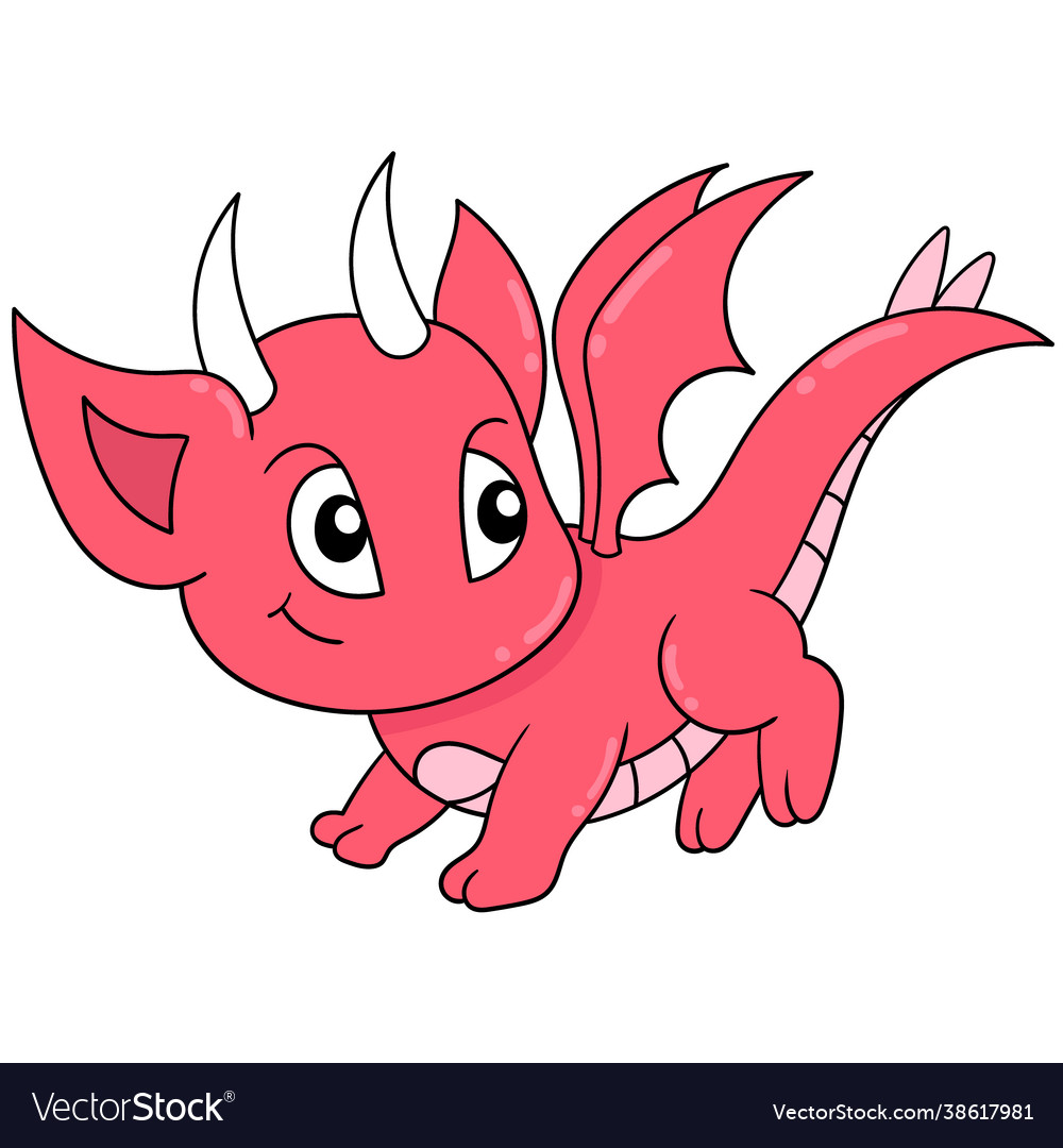 Red dragon child is playing doodle icon image