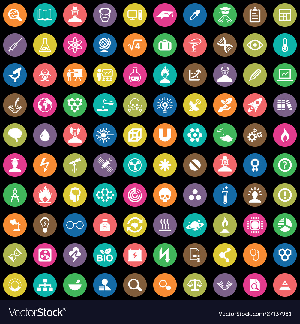 Science 100 icons universal set for web and ui