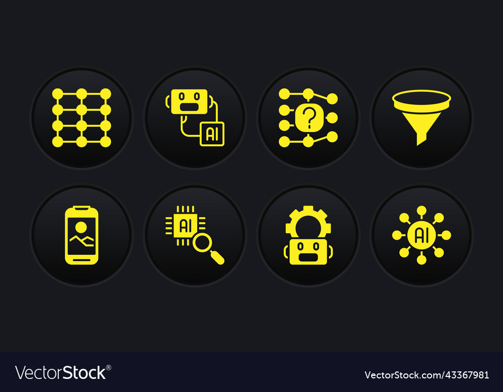 Set mobile phone funnel or filter processor cpu vector image Set mobile phone funnel or filter processor cpu
