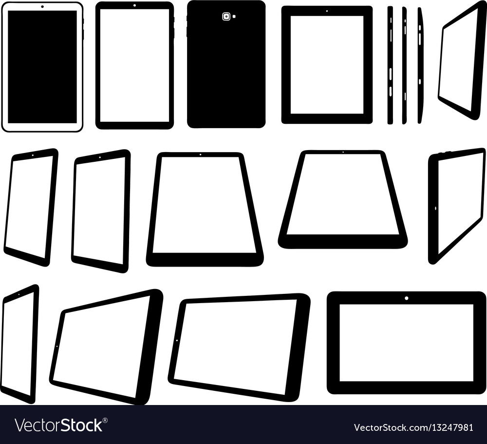 Set of different tablets computer