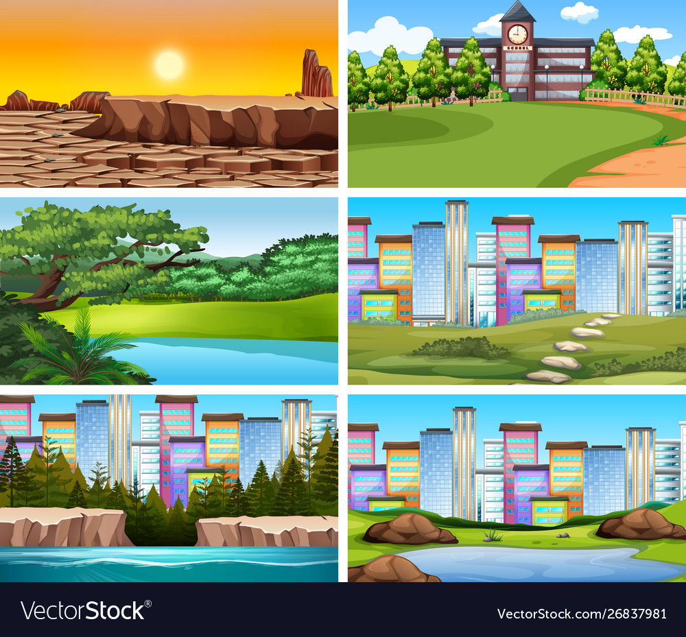 Set scenes in nature setting Vector Image Set scenes in nature setting