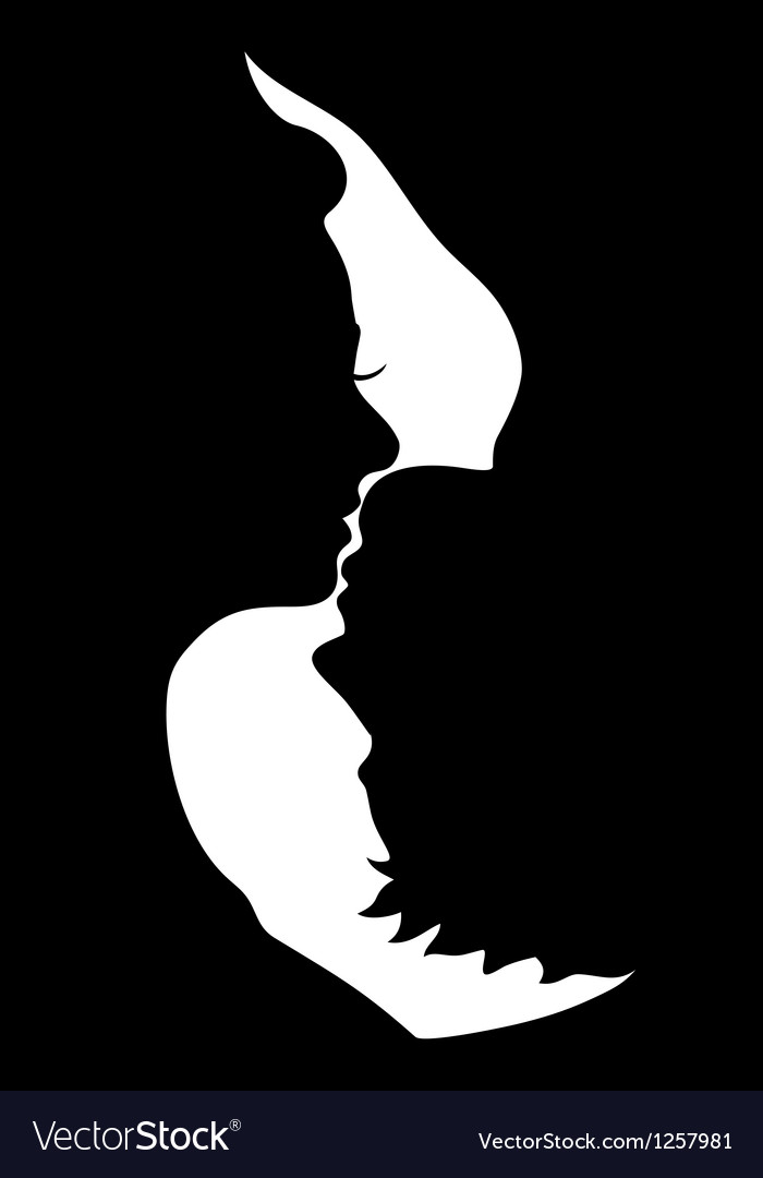 Silhouette kissing couple Royalty Free Vector Image