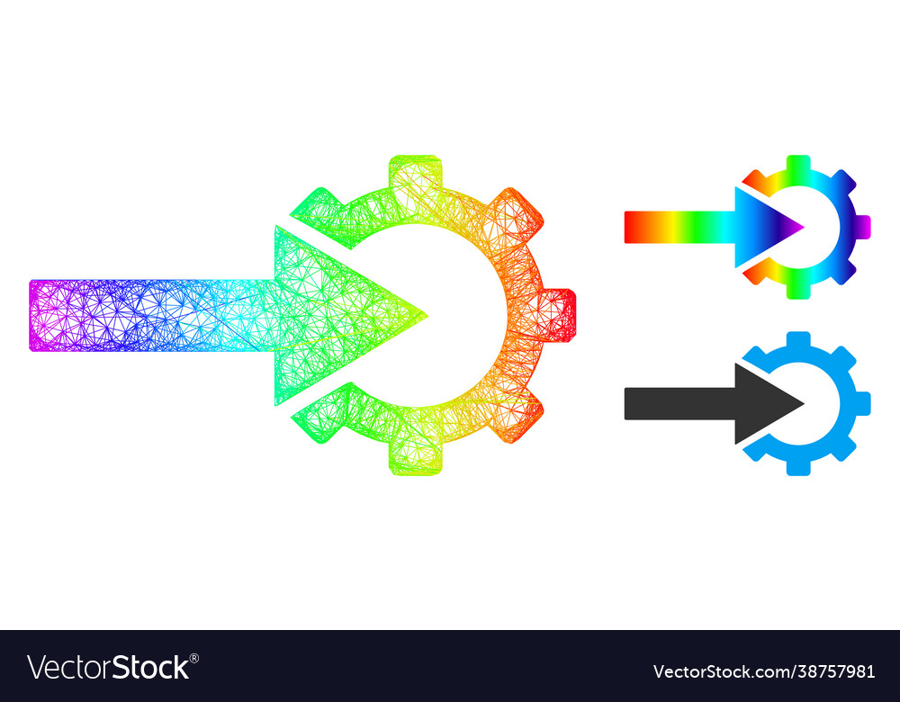 Spectral linear gradient cog integration icon vector image Spectral linear gradient cog integration icon