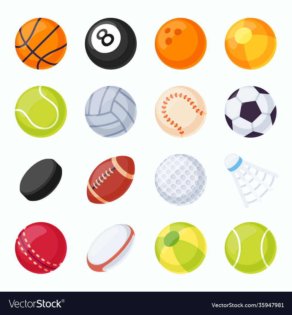 Sport balls soccer tennis volleyball baseball vector image Sport balls soccer tennis volleyball baseball