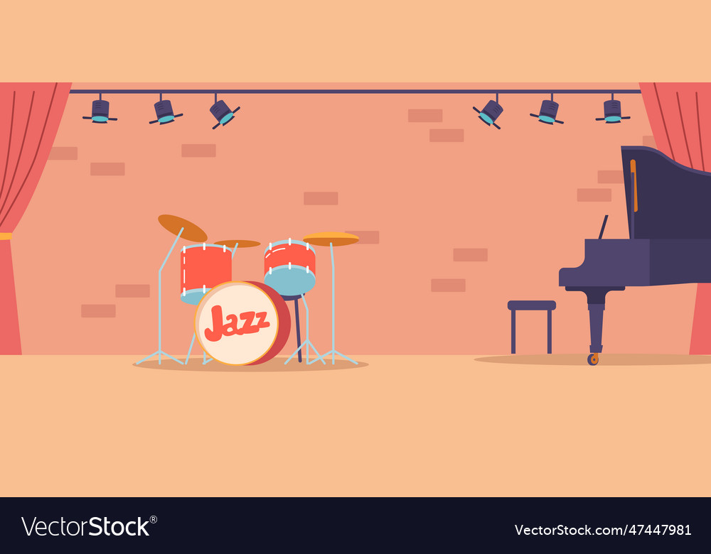 Stage with instruments for playing jazz including
