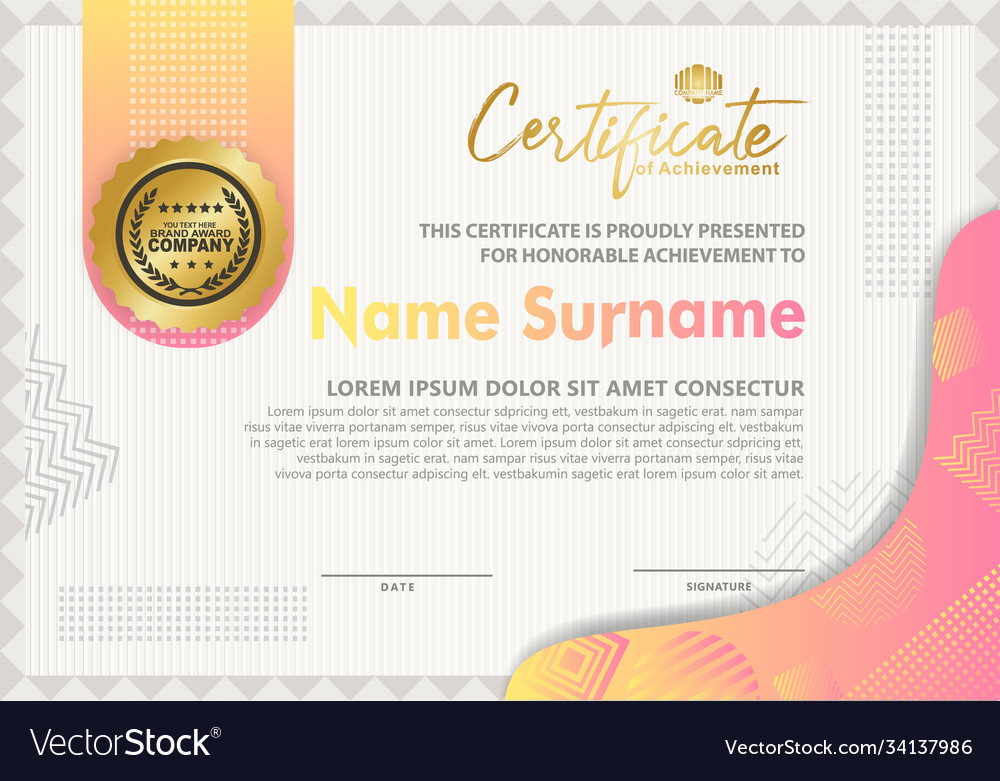 Certificate template with texture modern pattern vector image Certificate template with texture modern pattern
