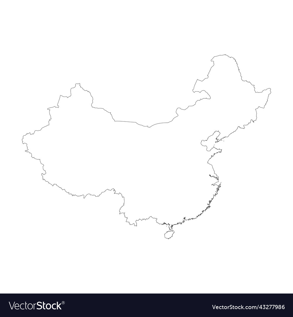 China country map outline Royalty Free Vector Image