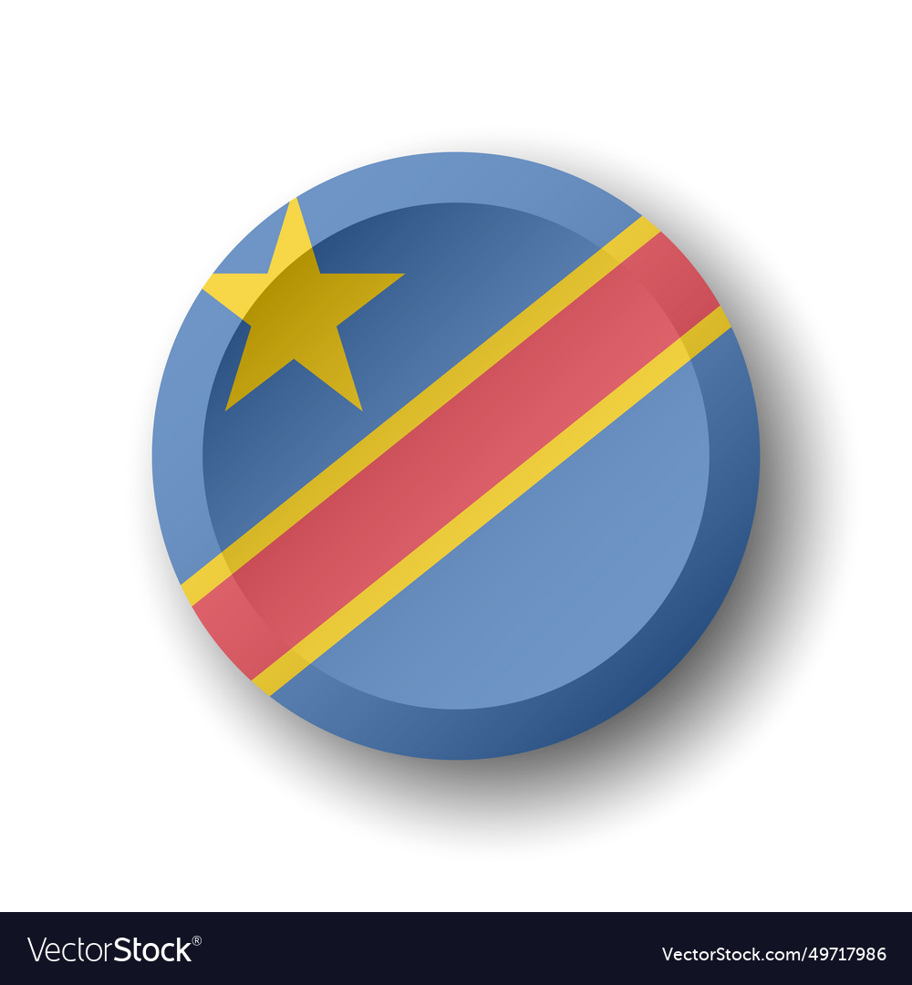 Circle button flag of democratic republic Vector Image