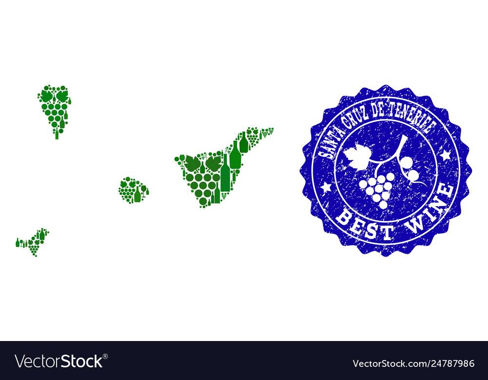 Collage grape wine map santa cruz de Royalty Free Vector