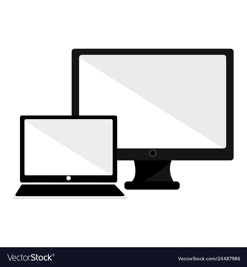 Computer display and laptop vector image Computer display and laptop