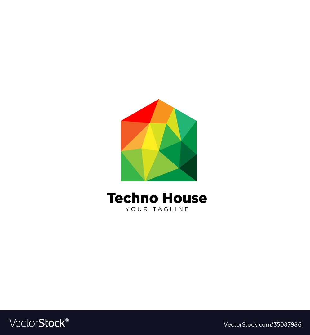 Creative poly color house logo design template