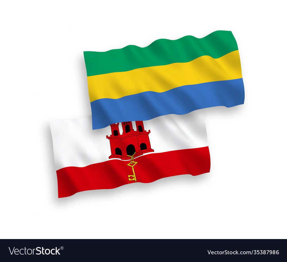 Flags gabon and gibraltar on a white background