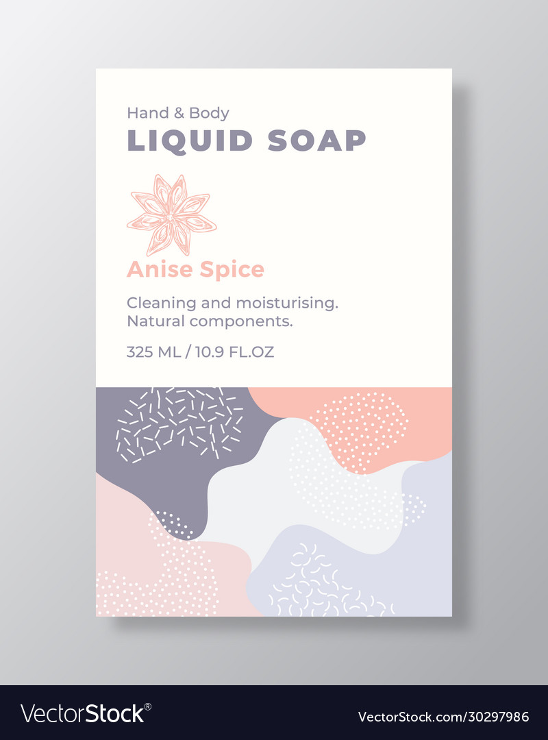 Liquid soap package label template abstract Vector Image