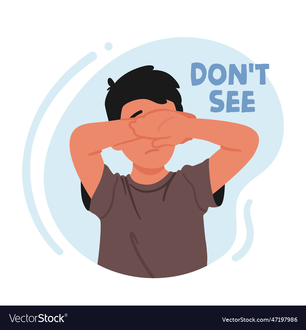 Little boy dont want to see something awful young Vector Image