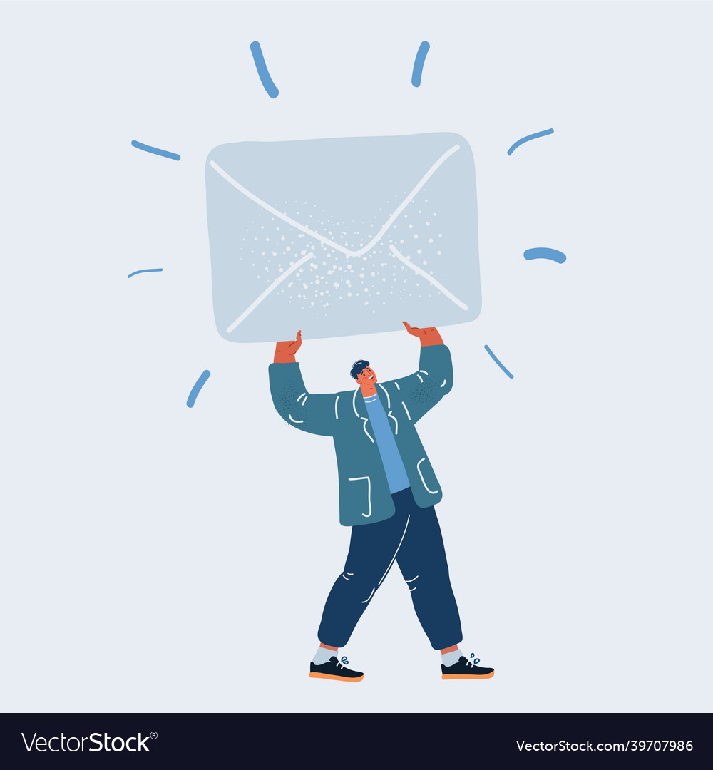 Man holding message vector image Man holding message