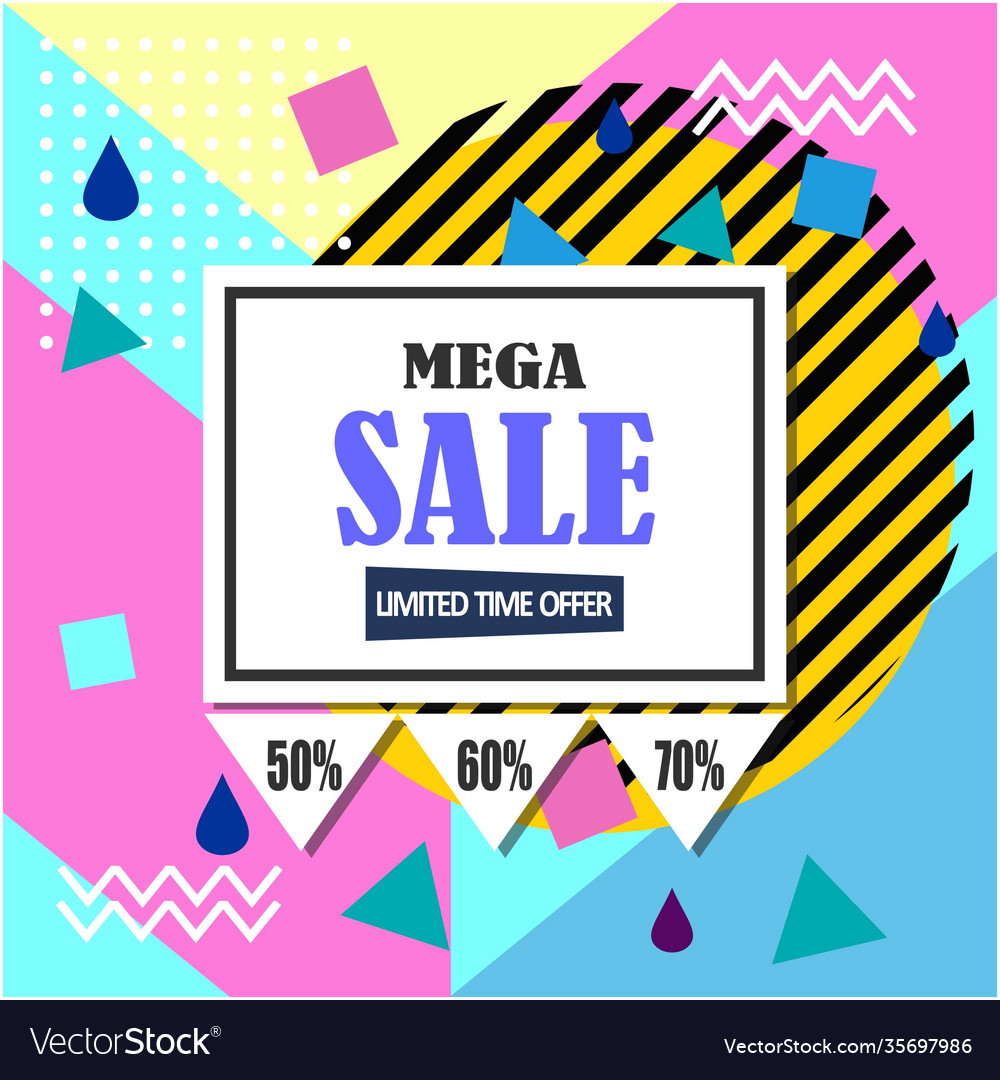 Mega Verkauf promo memphis style web banner poster