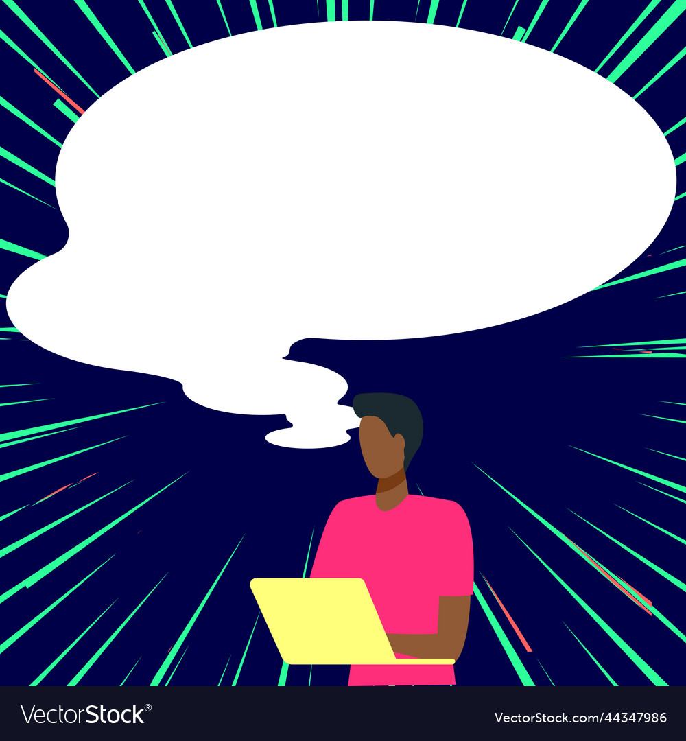 Presenter with conversation bubble showing new Vector Image Presenter with conversation bubble showing new