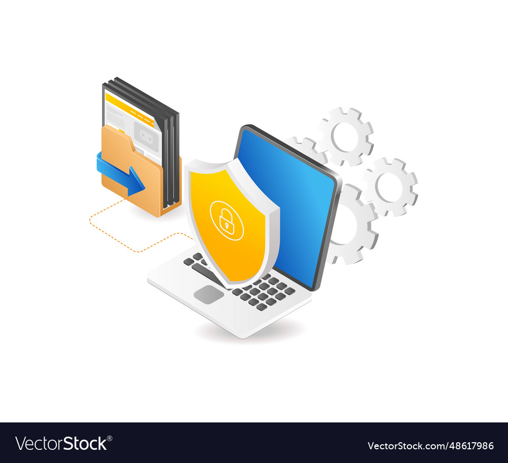 Process data security computer vector image Process data security computer
