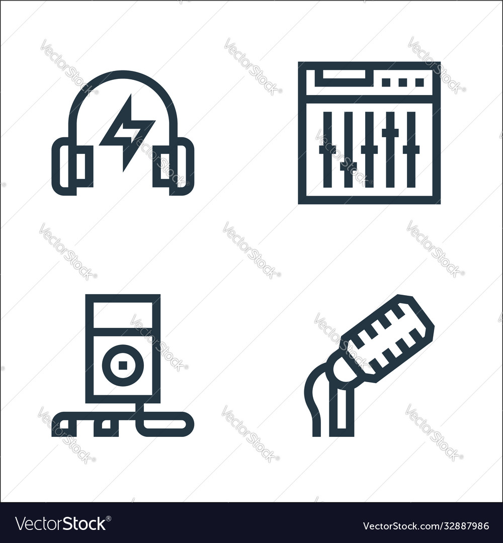 Rock and roll line icons linear set quality vector image Rock and roll line icons linear set quality