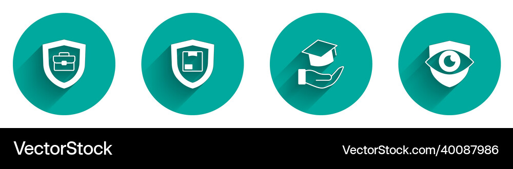 Set briefcase with shield delivery security Vector Image