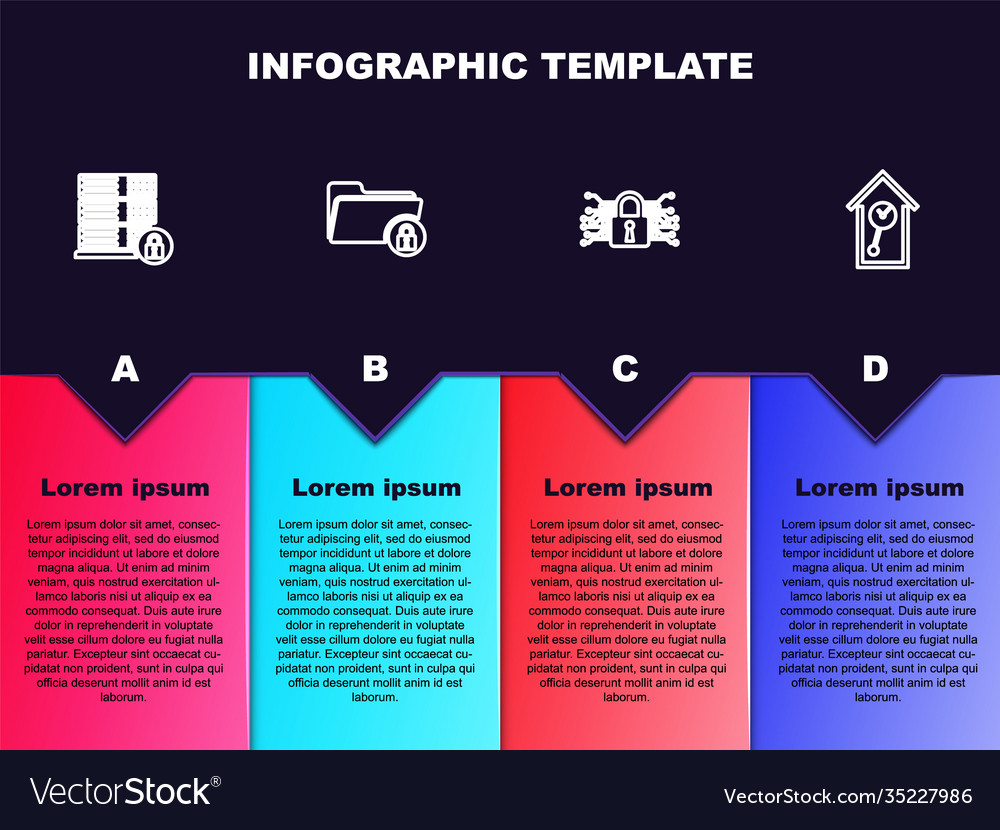 Set line server security with lock folder vector image Set line server security with lock folder
