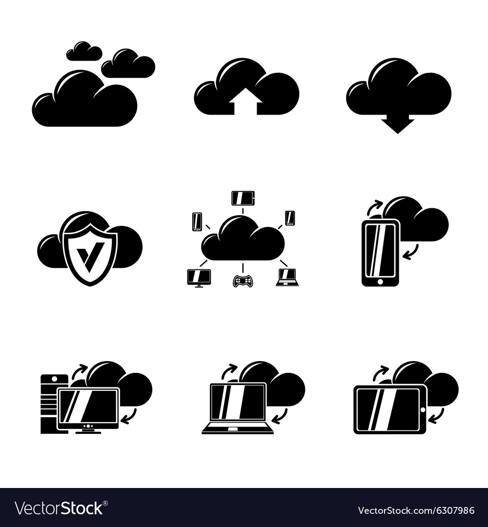Set of cloud computing icons