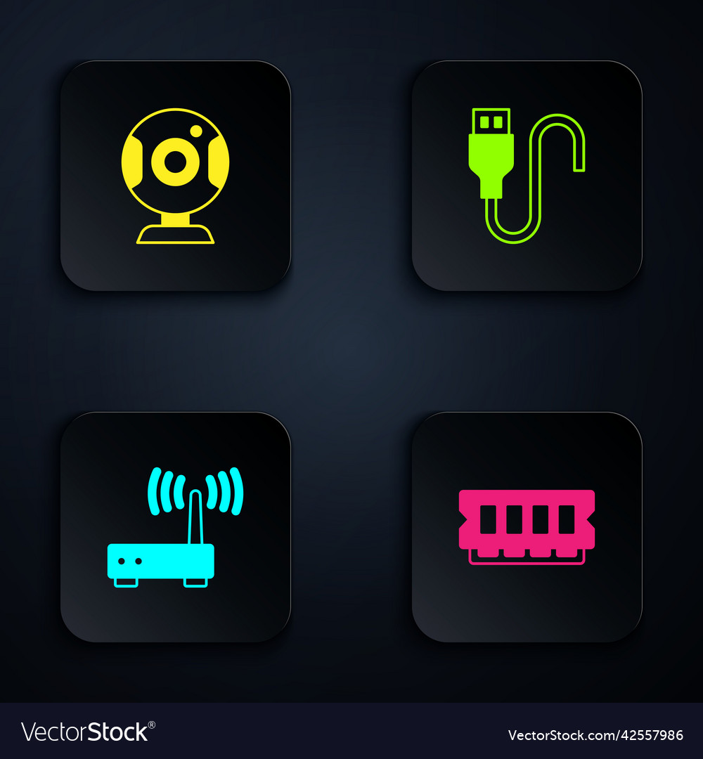 Setzen Sie zufälligen Zugriff Speicher Web-Kamera Router vector image Setzen Sie zufälligen Zugriff Speicher Web-Kamera Router