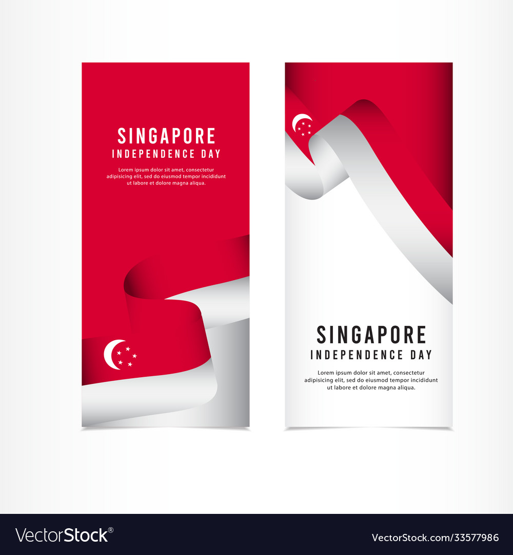 Singapore independence day celebration banner set