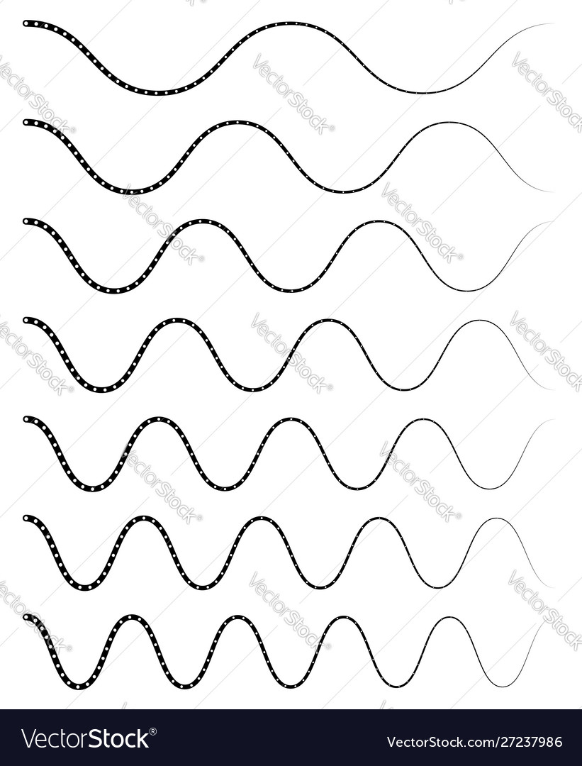 Wavy billow zigzag line element set lines vector image Wavy billow zigzag line element set lines