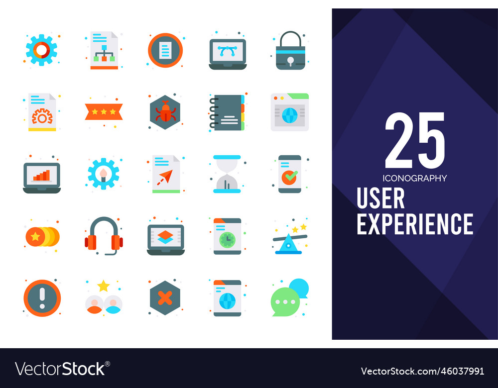 25 user experience flat icon pack Royalty Free Vector Image