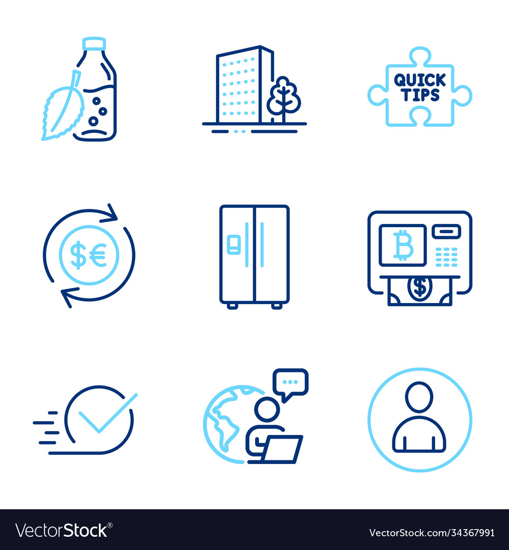 Business icons set included icon as refrigerator