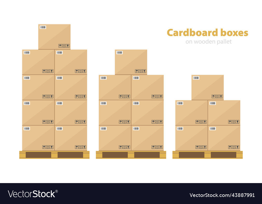 Cardboard boxes on wooden pallets carton parcel