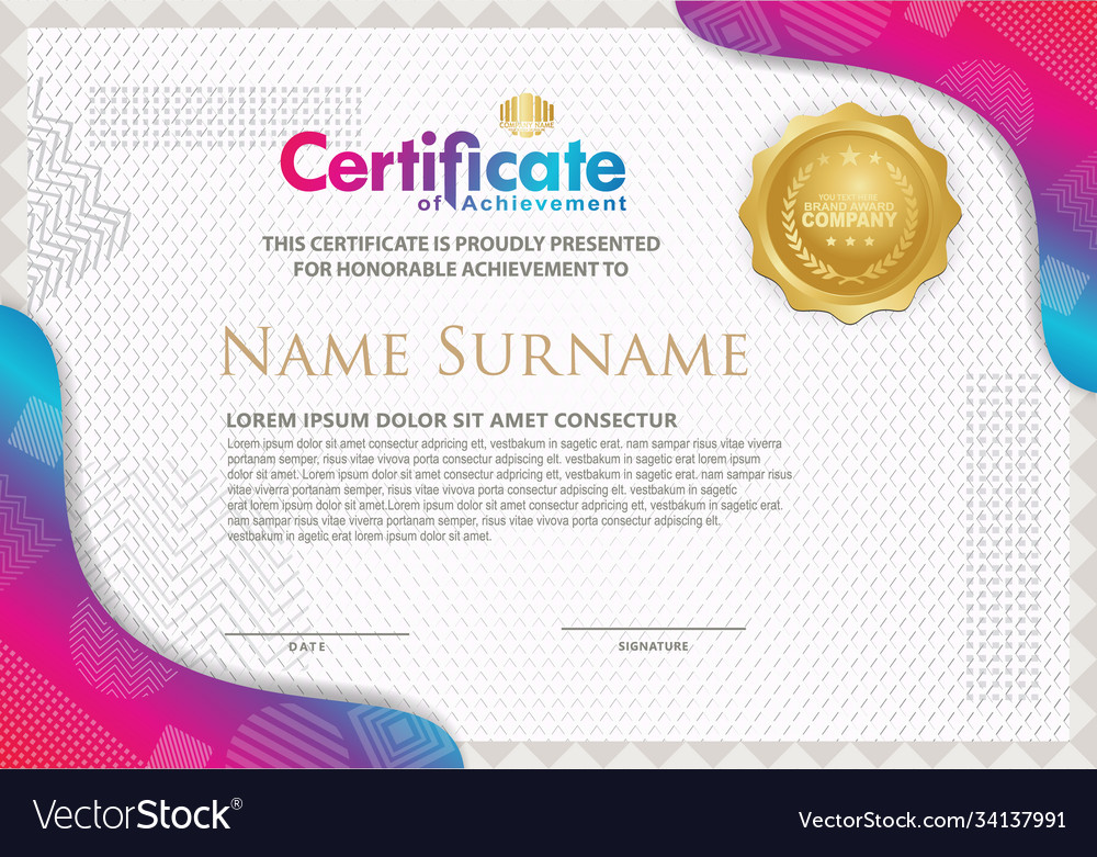 Certificate template with texture modern pattern Vector Image