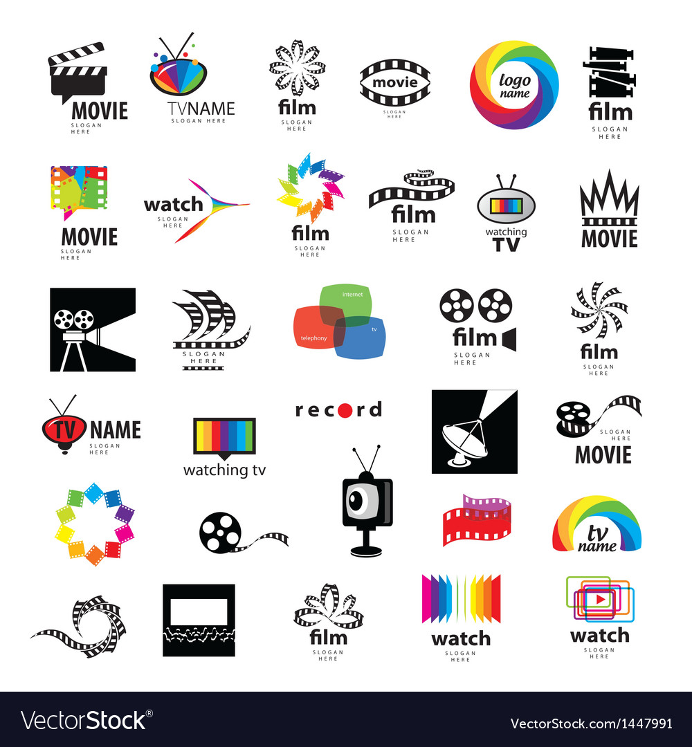 Collection logos tv video photo film Royalty Free Vector