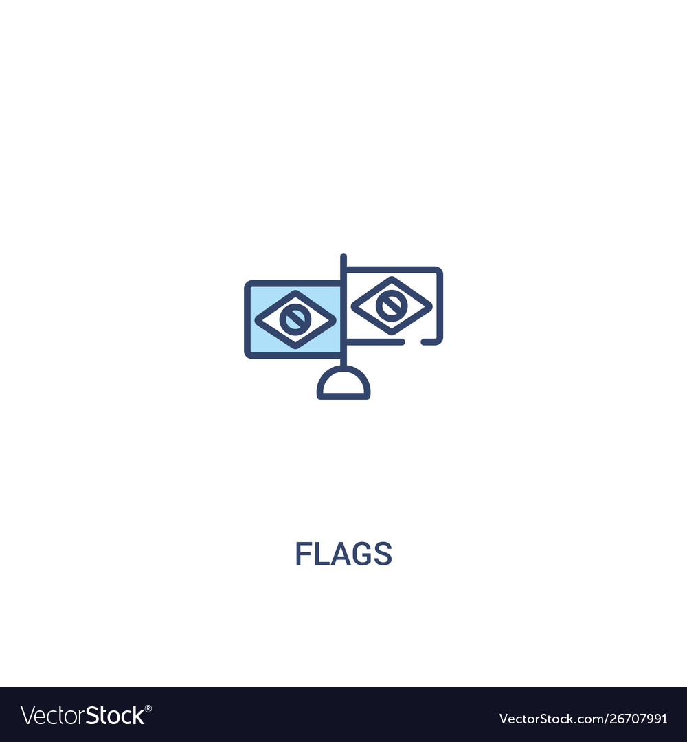 Flags concept 2 colored icon simple line element