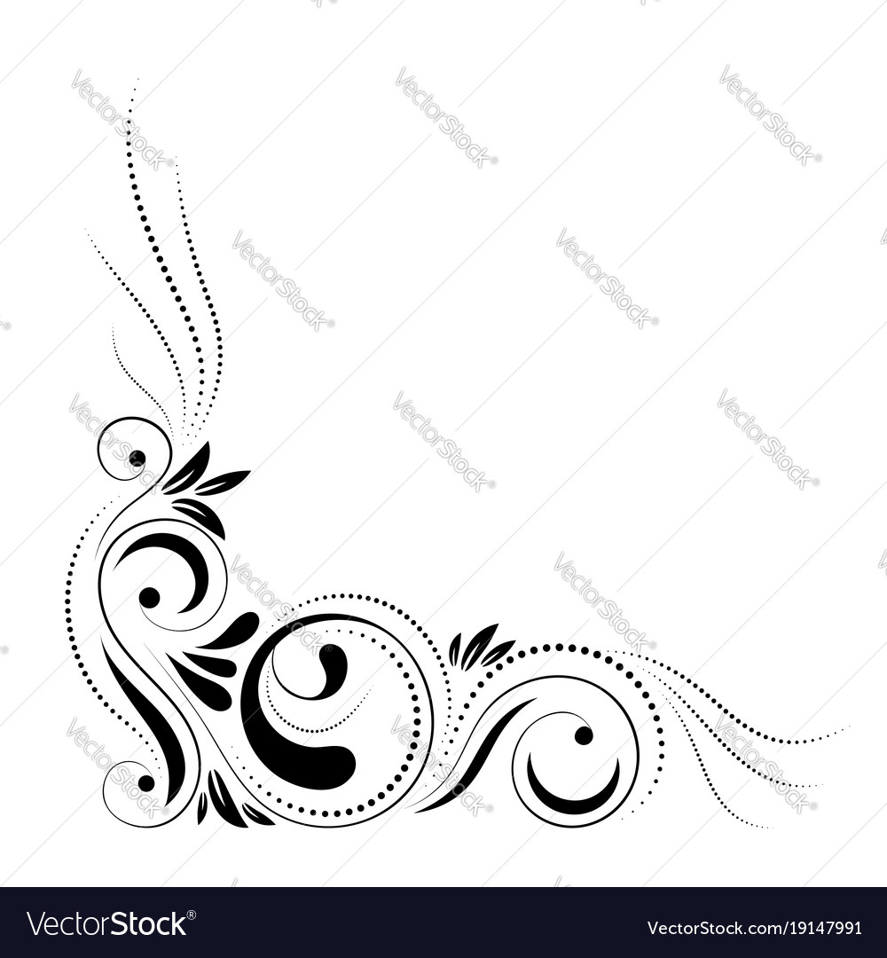 Floral corner design swirl ornament isolated on Vector Image