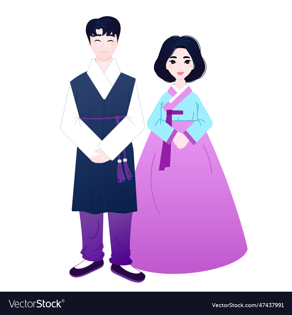 Korean couple in hanbok flat