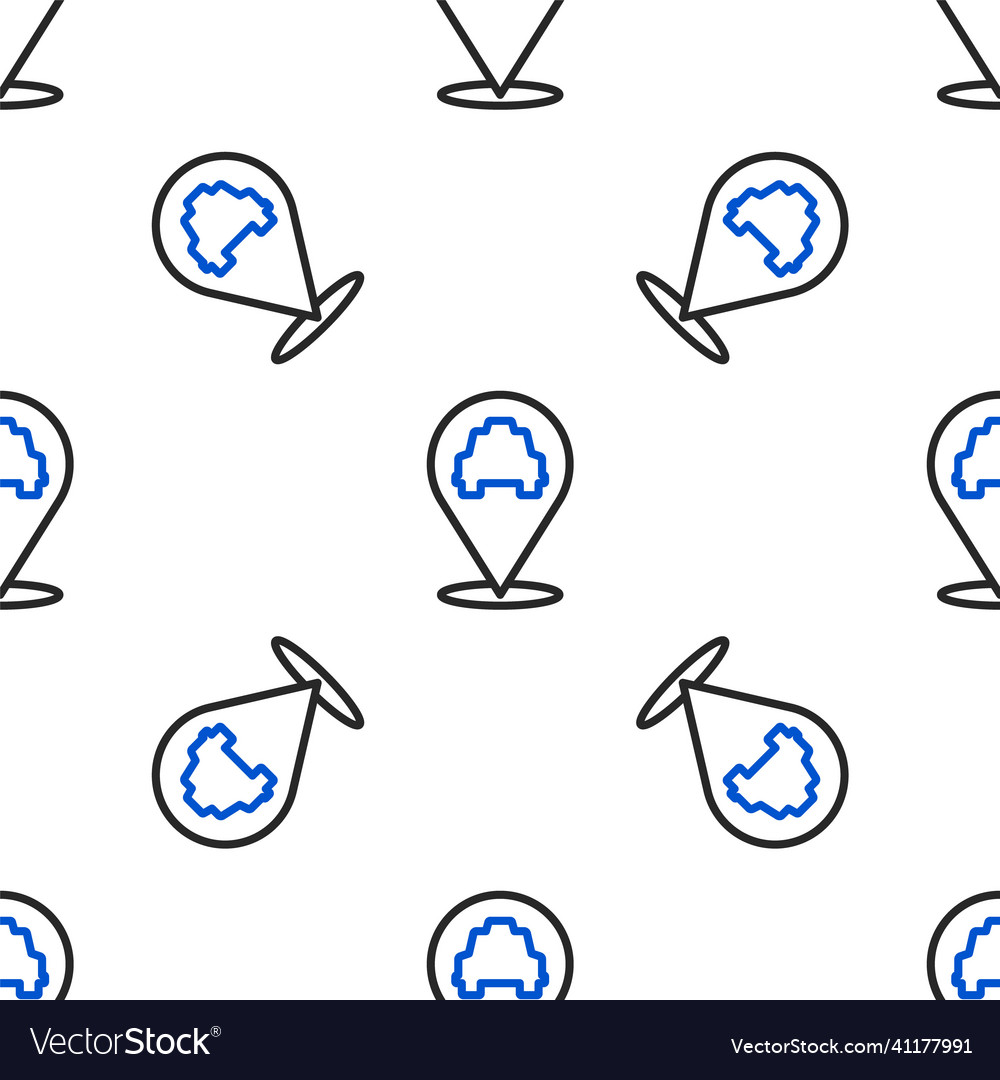 Line map pointer with taxi icon isolated seamless vector image Line map pointer with taxi icon isolated seamless
