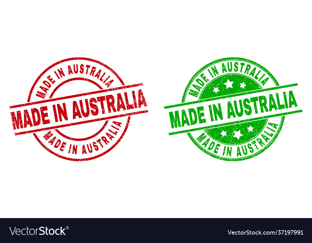 Made in australia round stamps with corroded