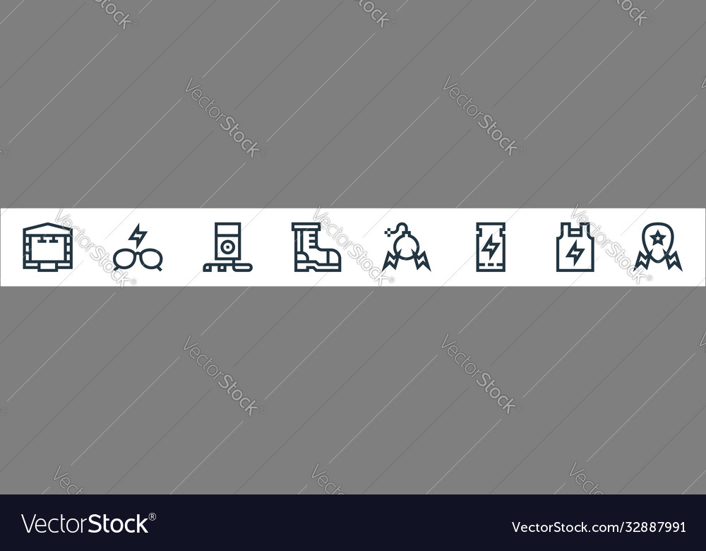 Rock and roll line icons linear set quality vector image Rock and roll line icons linear set quality