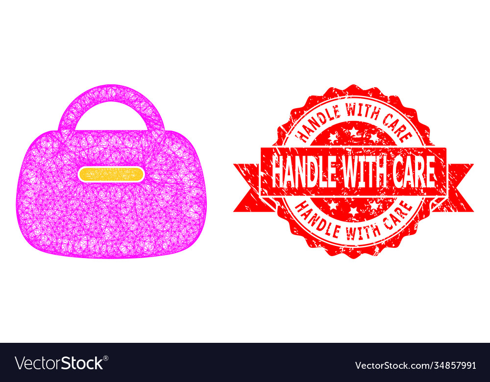 Rubber handle with care seal and network handbag